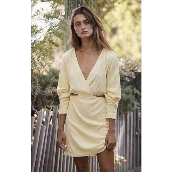 Free People Beach Stasia, Sexy Turquoise Cut-Out, Surplice Bodice Mini Dress - Picture 11 of 11